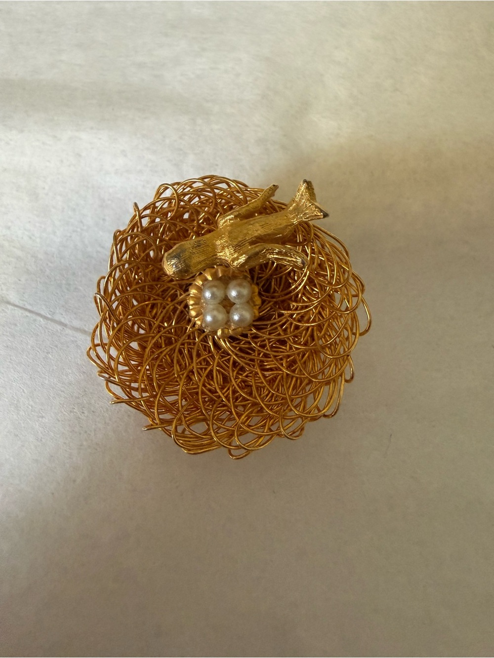 Gold Bird and Pearl Nest Brooch - Women Jewelry Brooches
